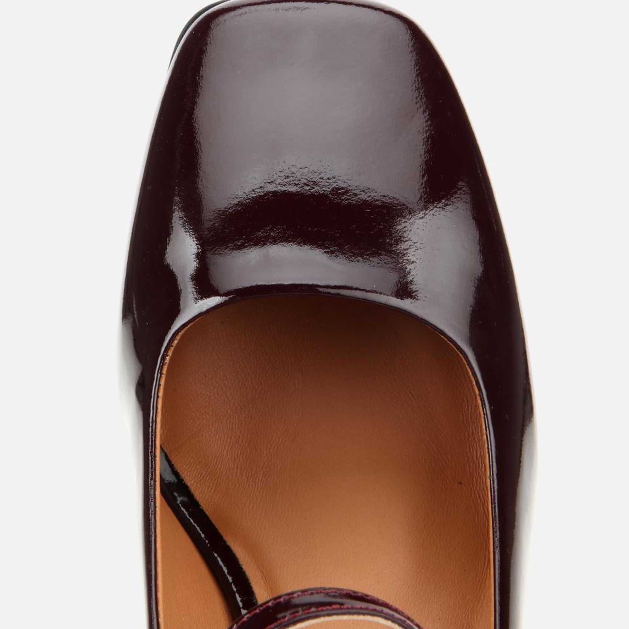 Kadın Rugan Deri Bordo Mary Jane Kalın Topuklu Ayakkabı