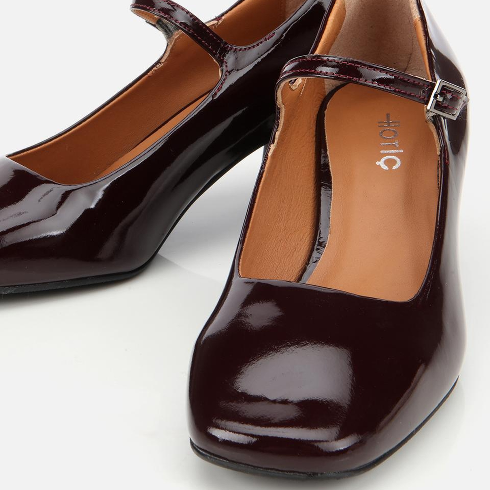 Kadın Rugan Deri Bordo Mary Jane Kalın Topuklu Ayakkabı