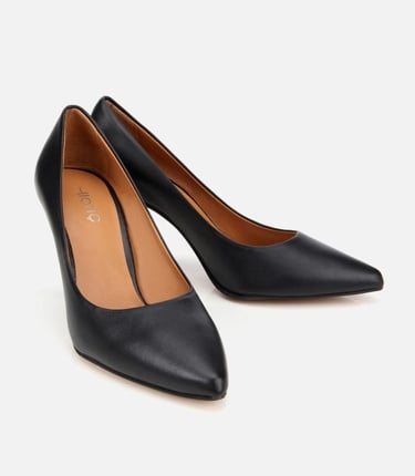  Kadın Deri Siyah Yüksek Topuklu Stiletto