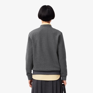  Lacoste Kadın Relaxed Fit Bisiklet Yaka Gri Sweatshirt