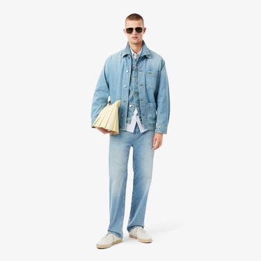  Lacoste Erkek Regular Fit Çizgili Beyaz Gömlek