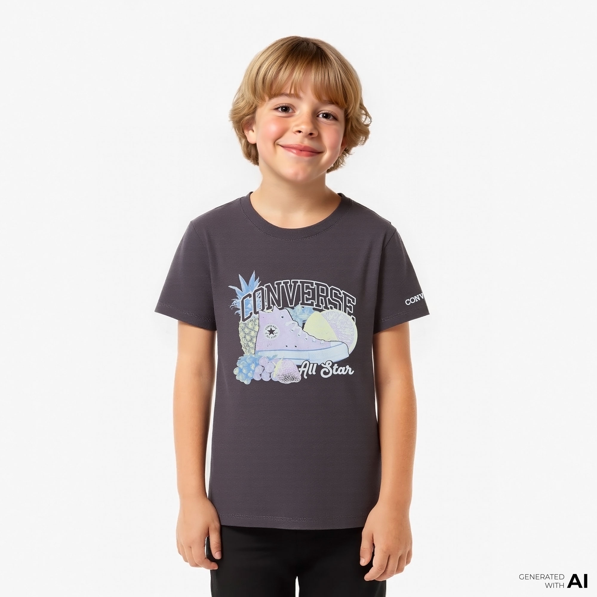 Converse Chuck &Fruit Çocuk Siyah T-Shirt