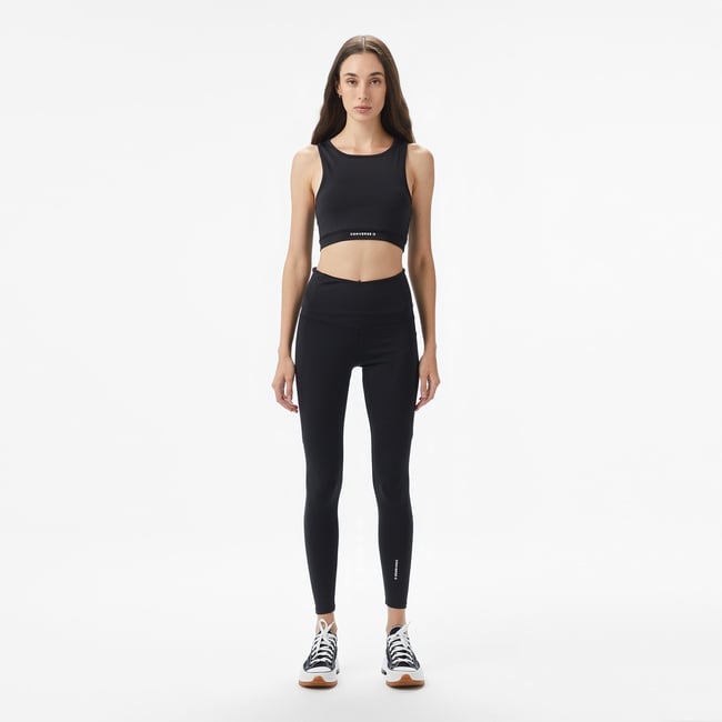  Converse Star Chevron Baskılı Slim Fit Kadın Siyah Tayt