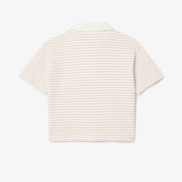  Lacoste Striped Terry Çocuk Beyaz Polo