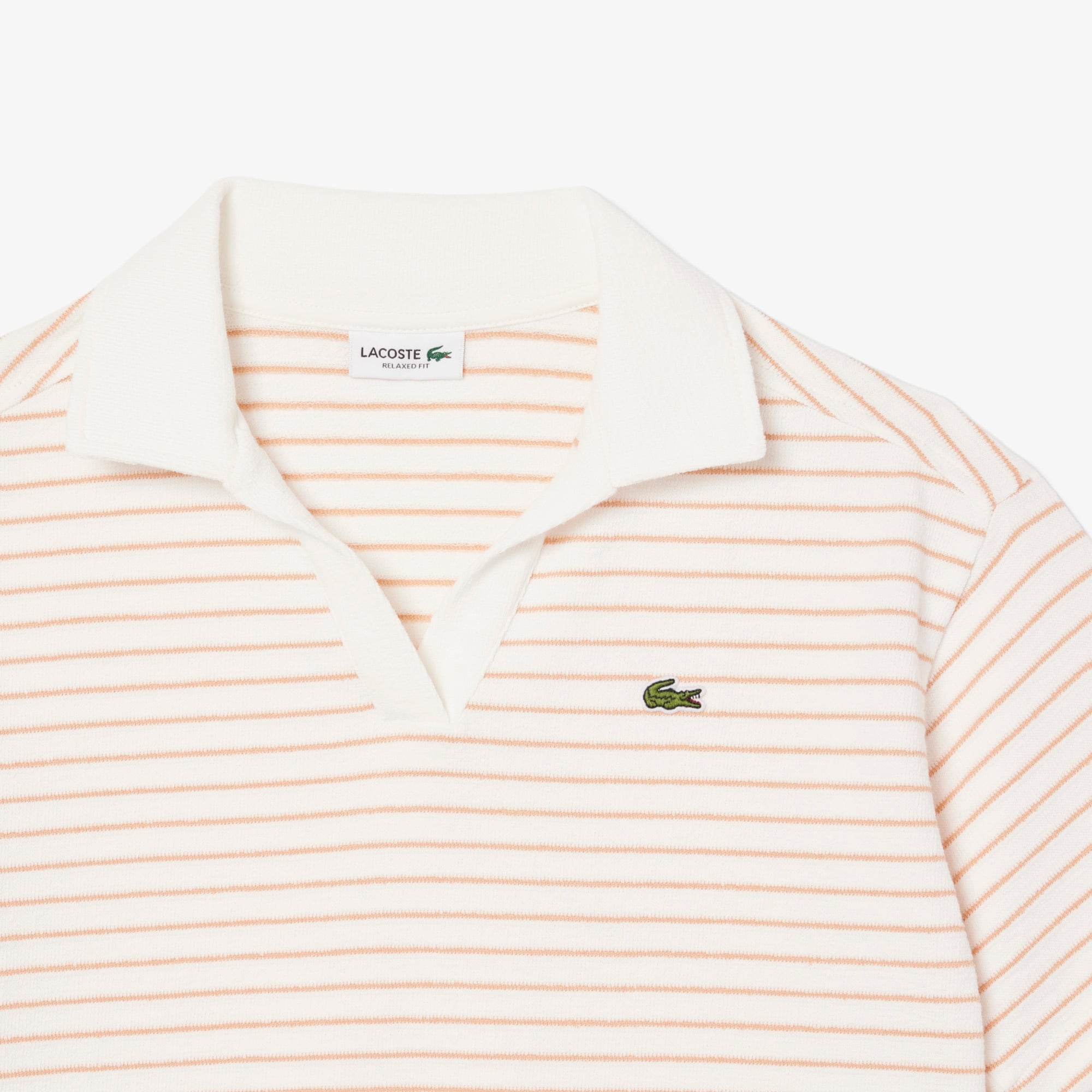 Lacoste Striped Terry Çocuk Beyaz Polo
