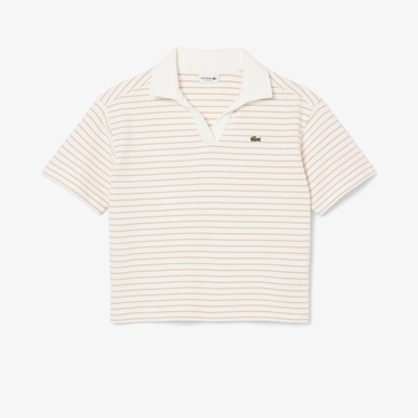  Lacoste Striped Terry Çocuk Beyaz Polo