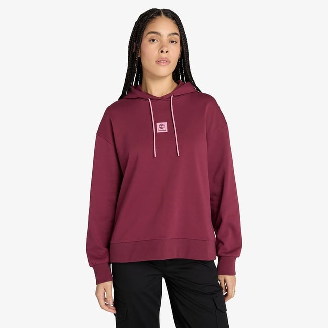  Timberland Stack Logo Loop Back Kadın Bordo Sweatshirt