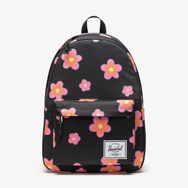  Herschel Classic XL Pink Flowers Unisex Siyah Sırt Çantası