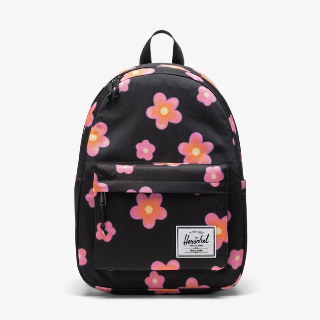 Herschel Classic Pink Flowers Unisex Siyah Sırt Çantası