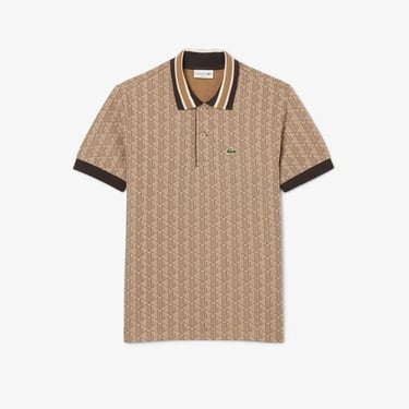  Erkek Classic Fit Monogram Kahverengi Polo