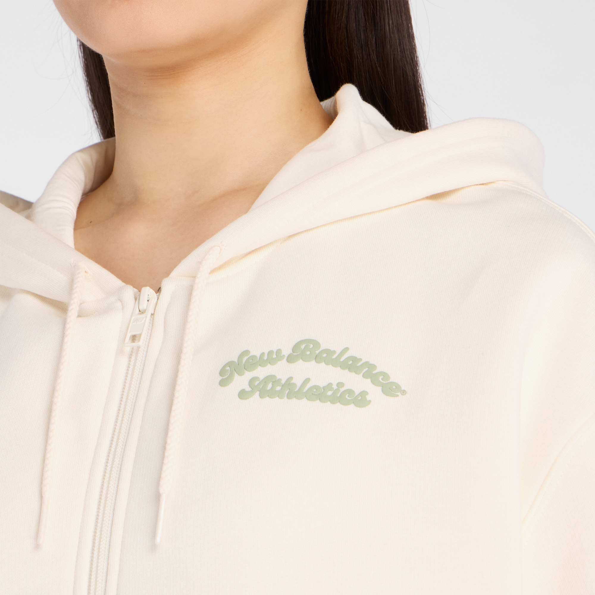 New Balance Linear Heritage Fleece Kadın Beyaz Sweatshirt