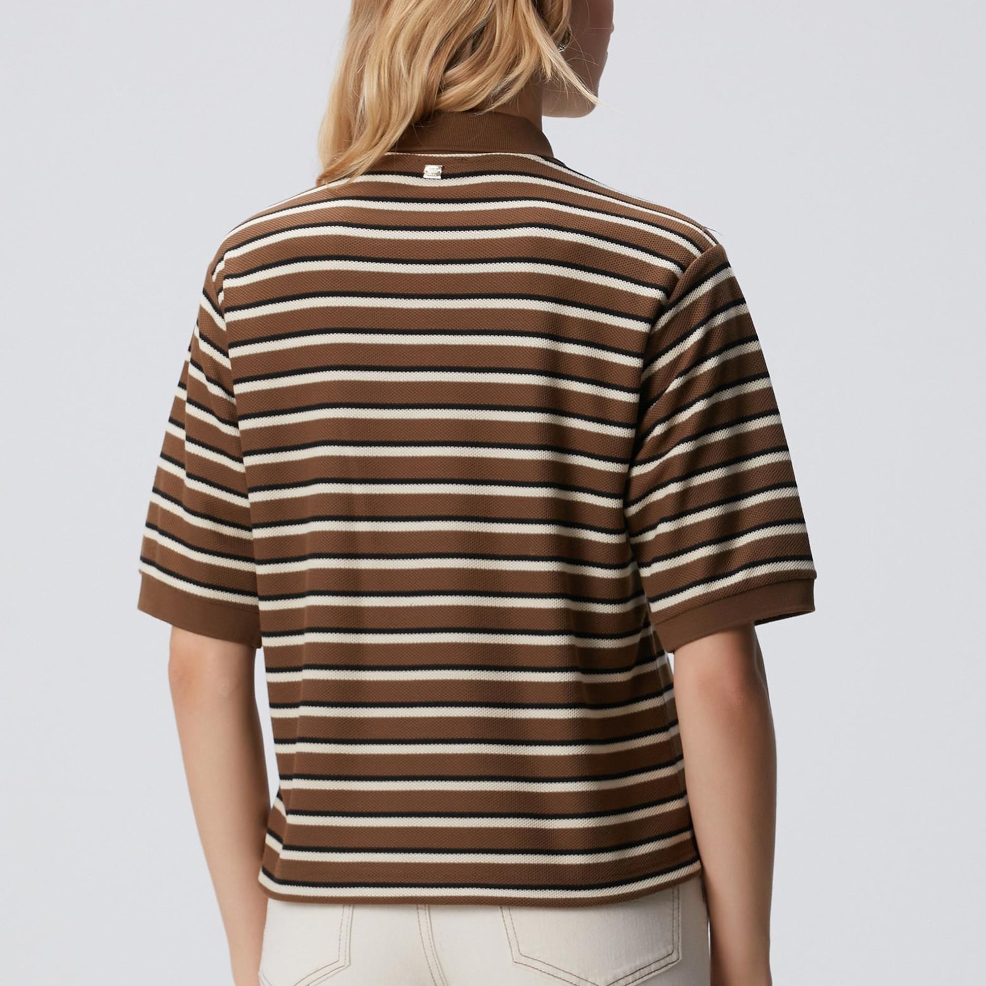 Network Kadın Kahverengi Çizgili Pike Sweatshirt