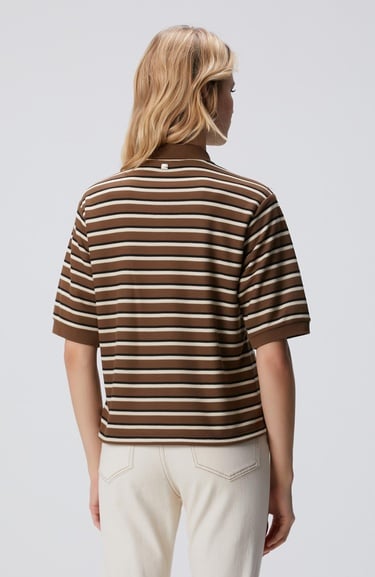  Network Kadın Kahverengi Çizgili Pike Sweatshirt