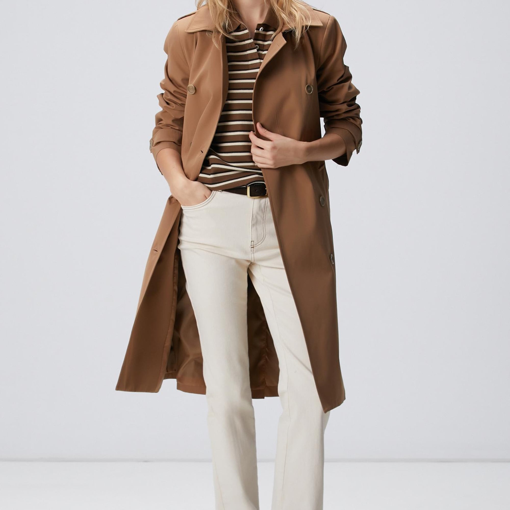 Network Kadın Kahverengi Çizgili Pike Sweatshirt