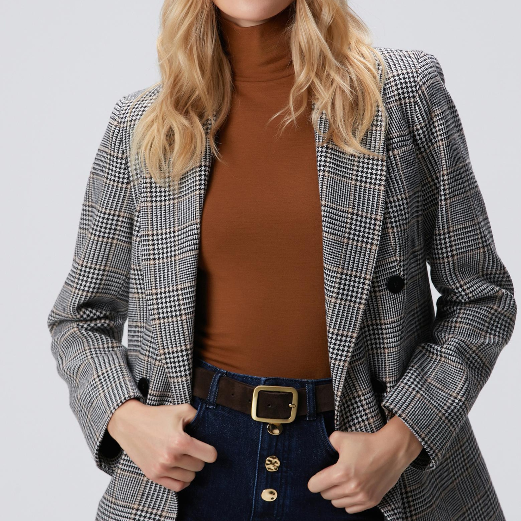 Network Kadın Siyah Kırık Beyaz Yün Karışımlı Ceket