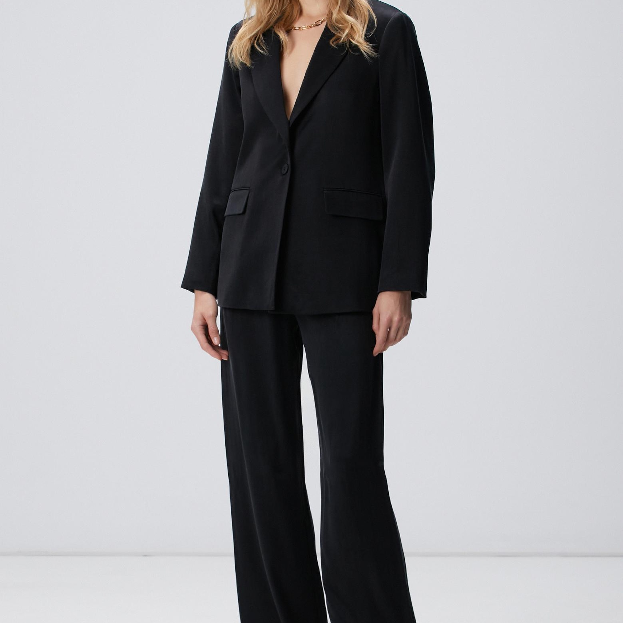 Network Kadın Siyah Cupro Pantolon