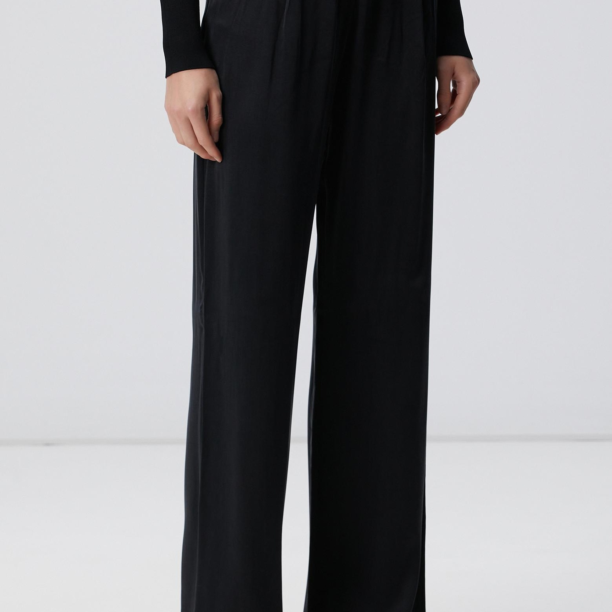 Network Kadın Siyah Cupro Pantolon