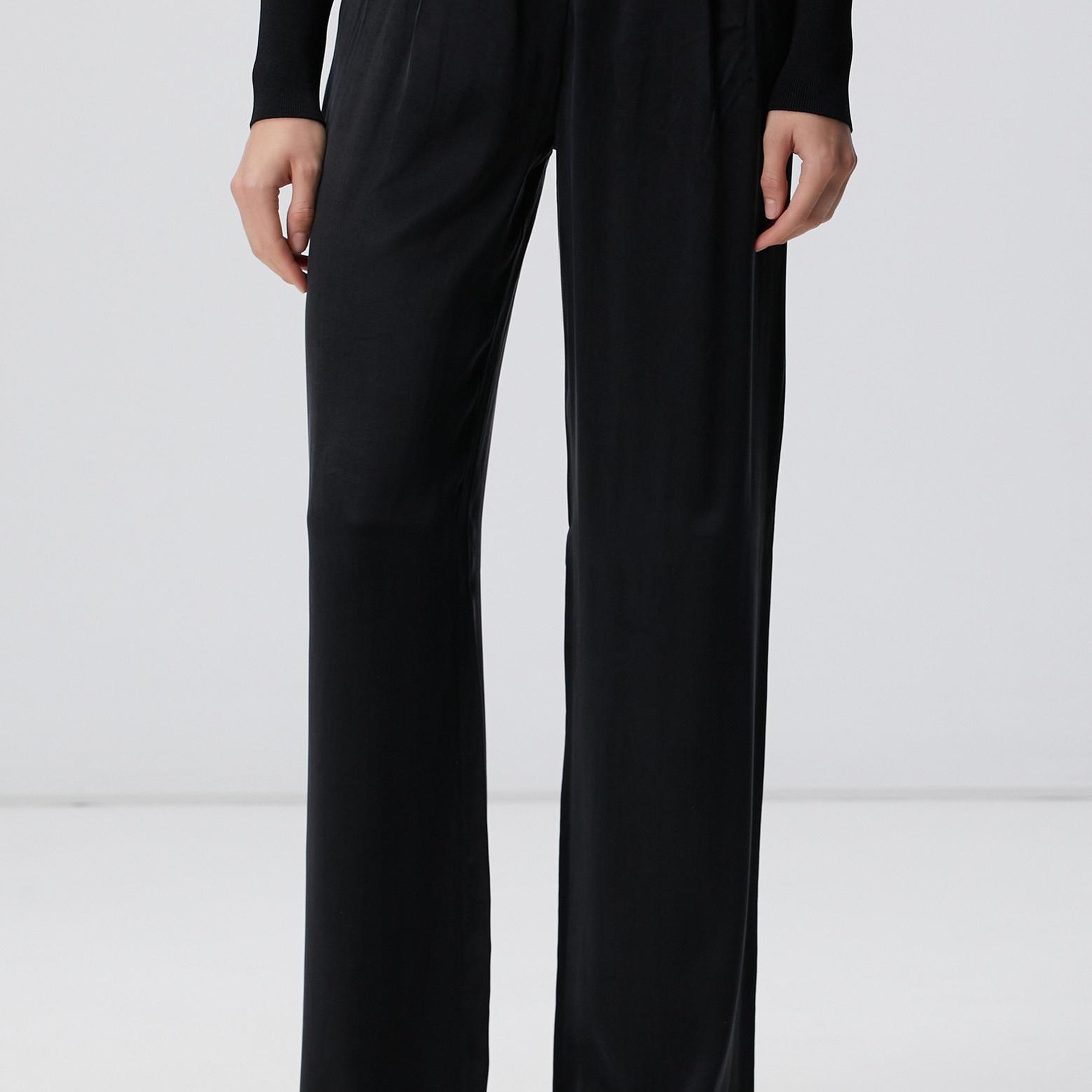 Network Kadın Siyah Cupro Pantolon