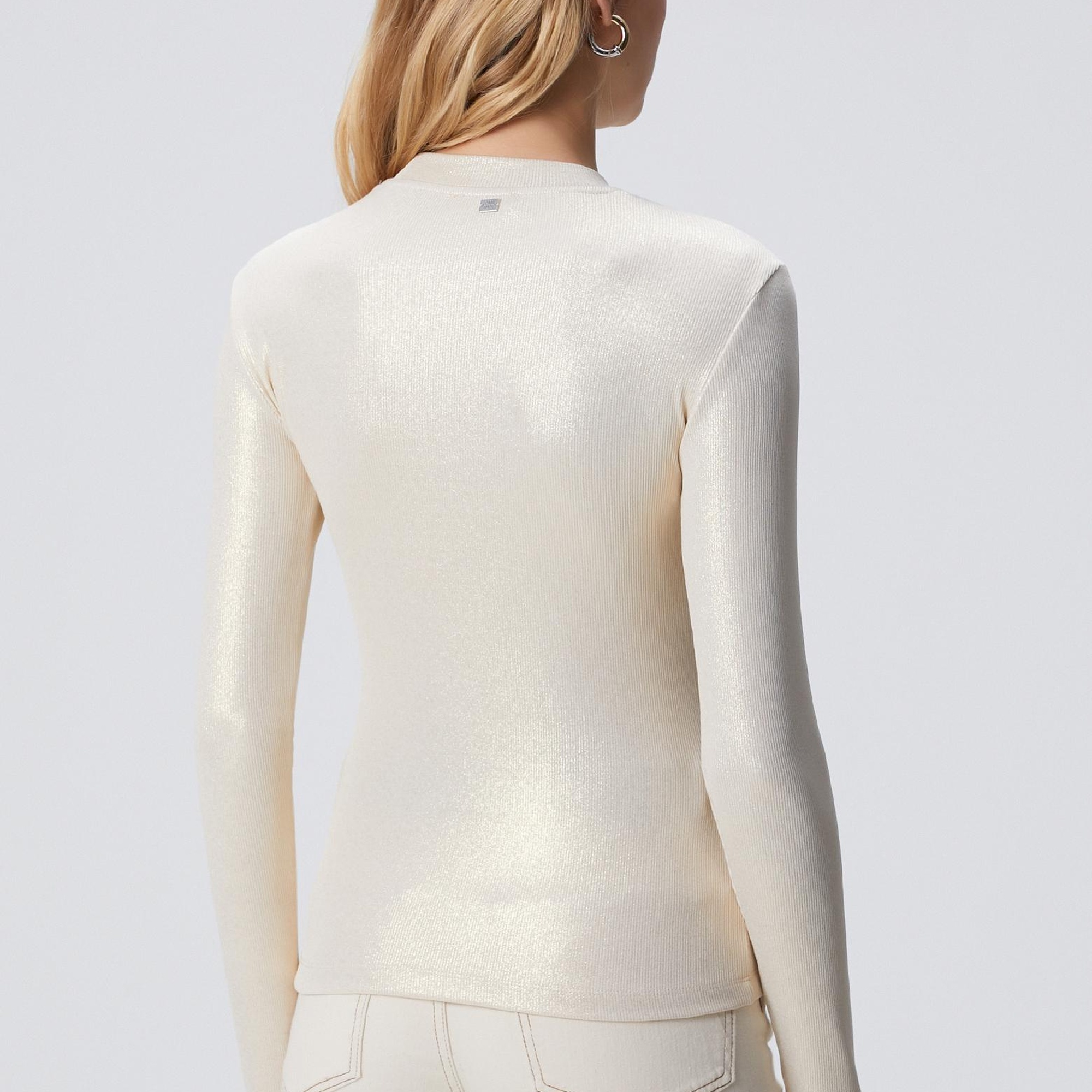 Network Kadın Açık Bej Varaklı T-shirt