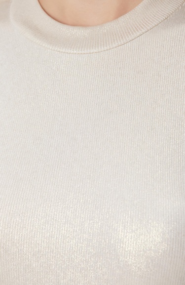  Network Kadın Açık Bej Varaklı T-shirt