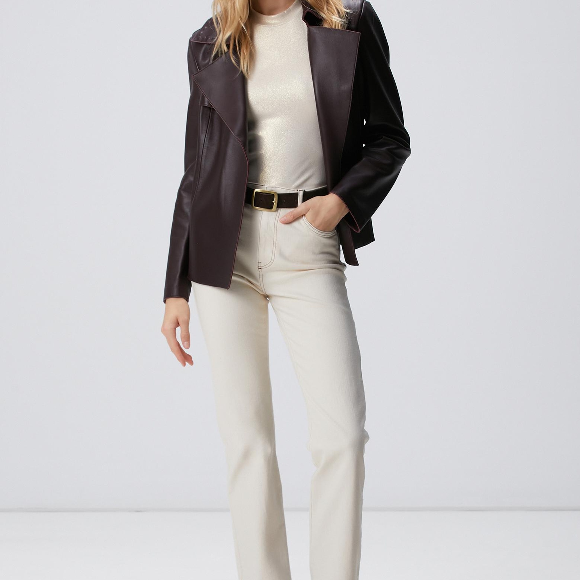 Network Kadın Açık Bej Varaklı T-shirt