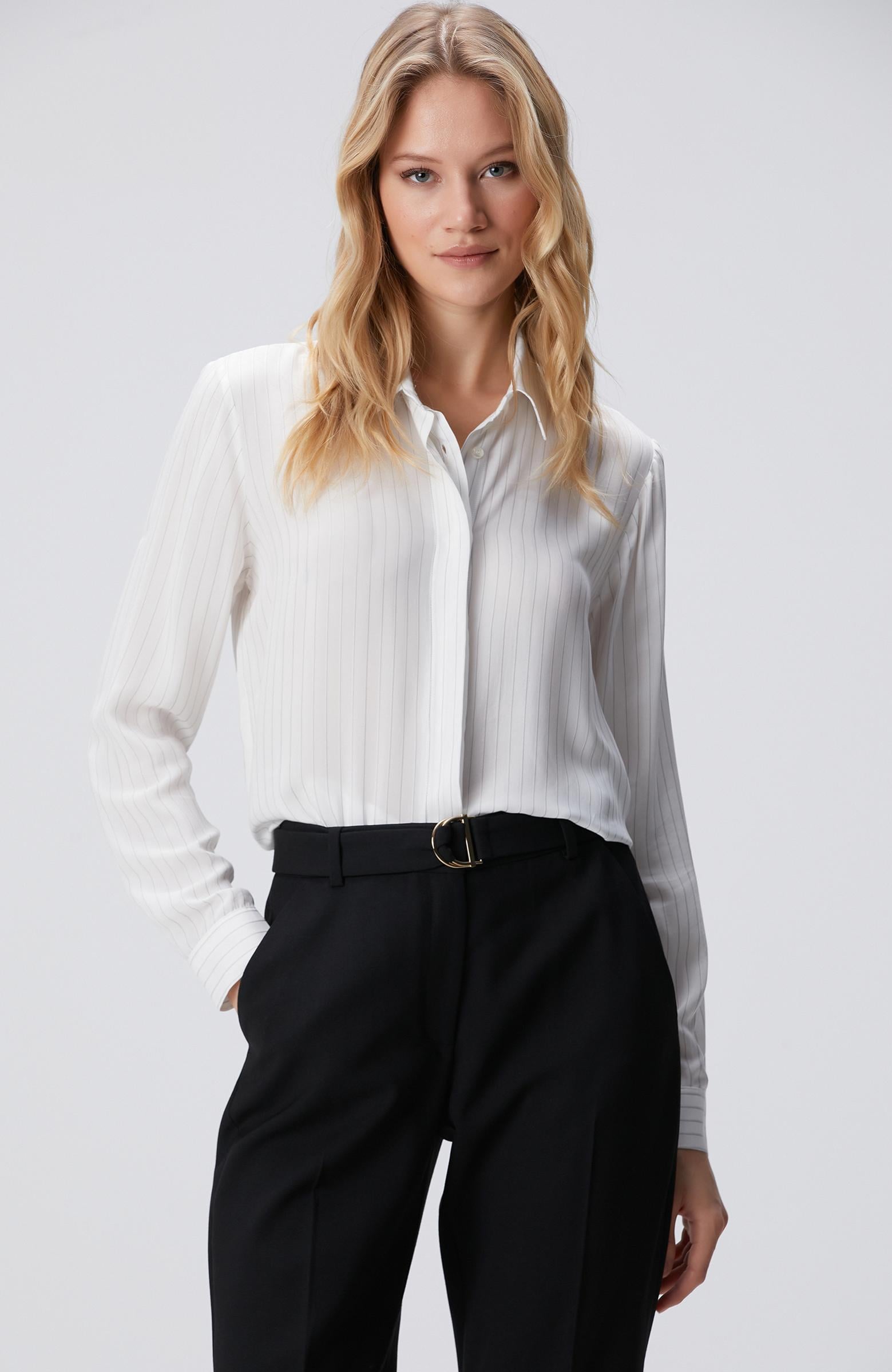  Network Kadın Kırık Beyaz Viskon Gömlek