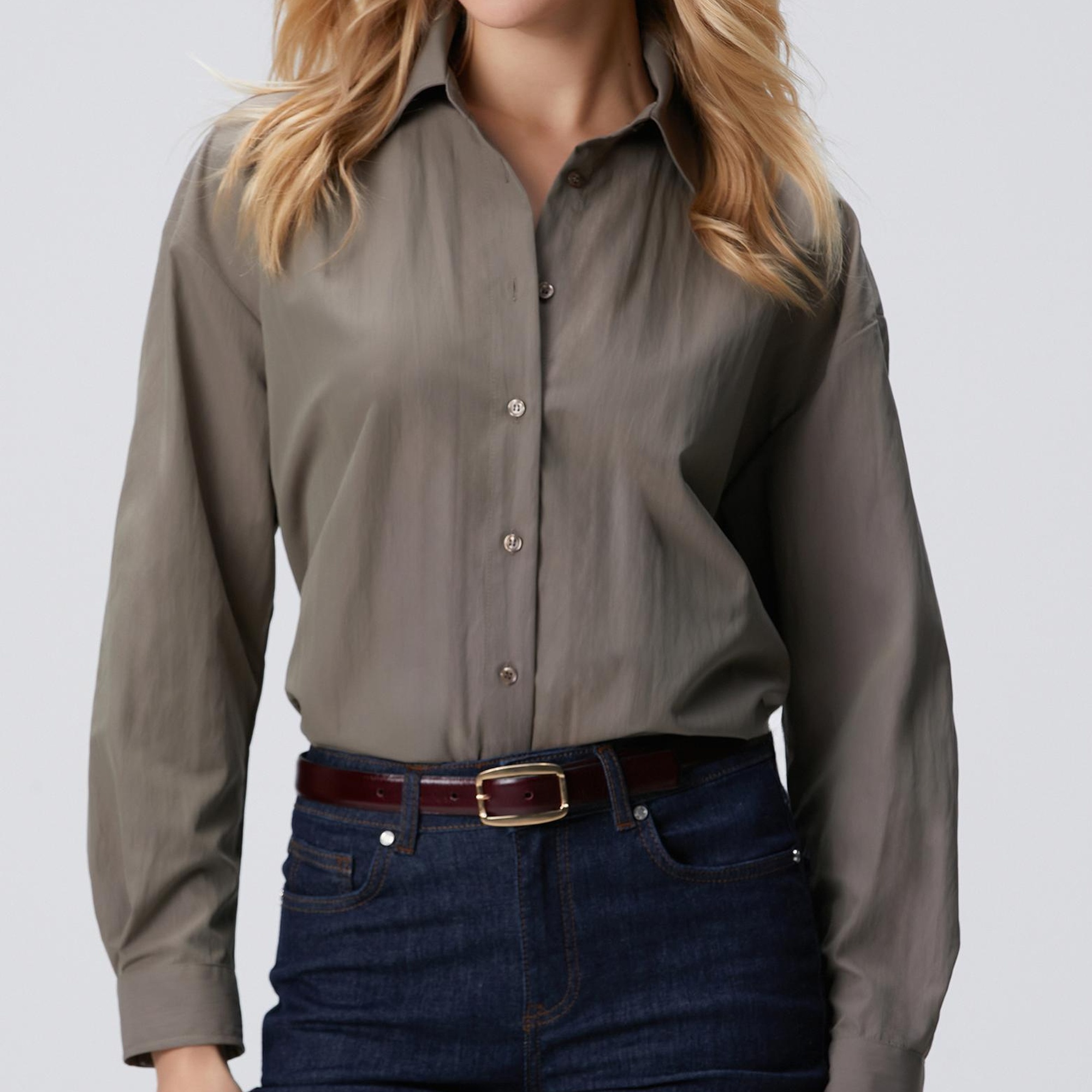 Network Kadın Açık Haki Gömlek