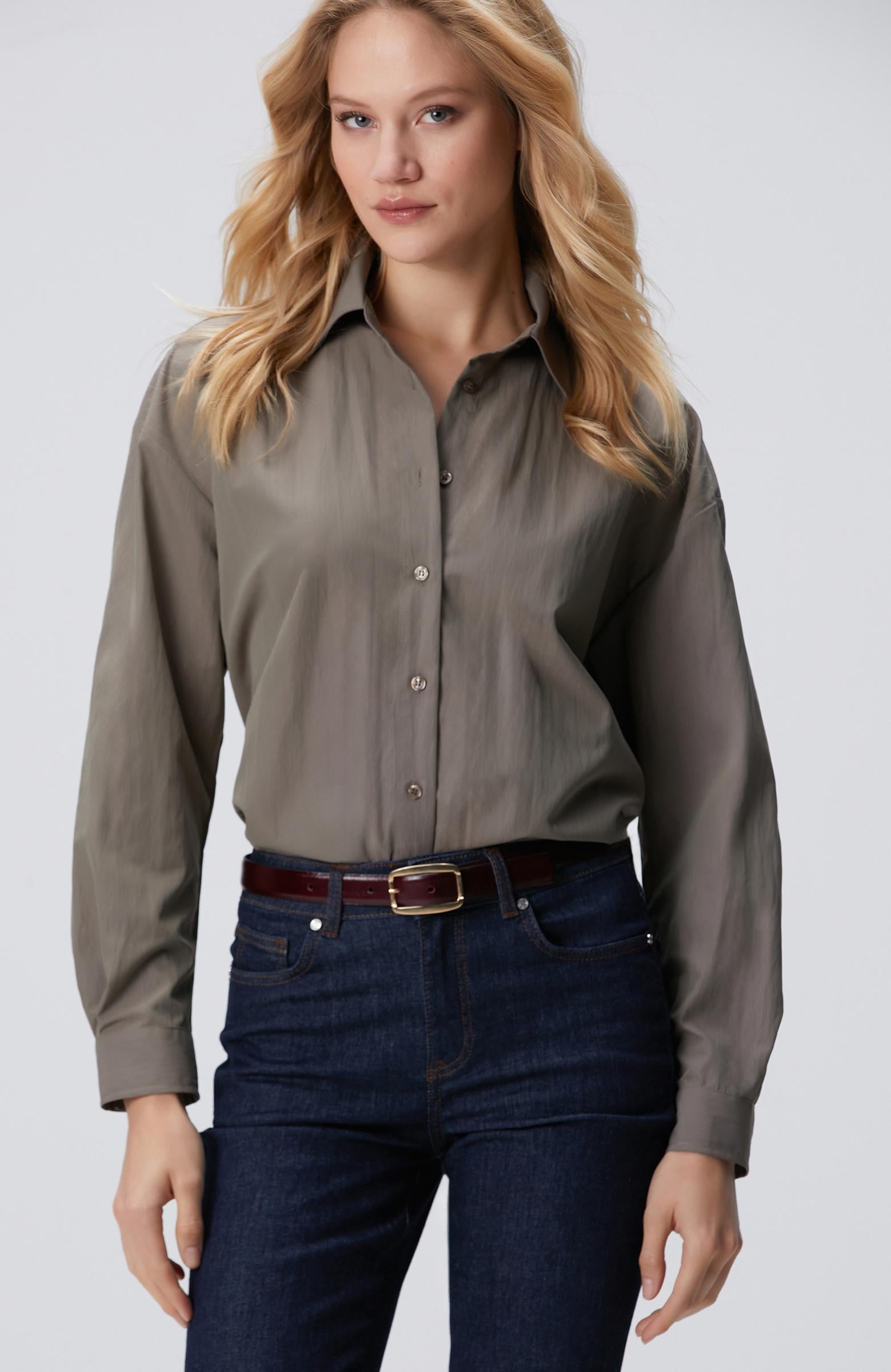  Network Kadın Açık Haki Gömlek