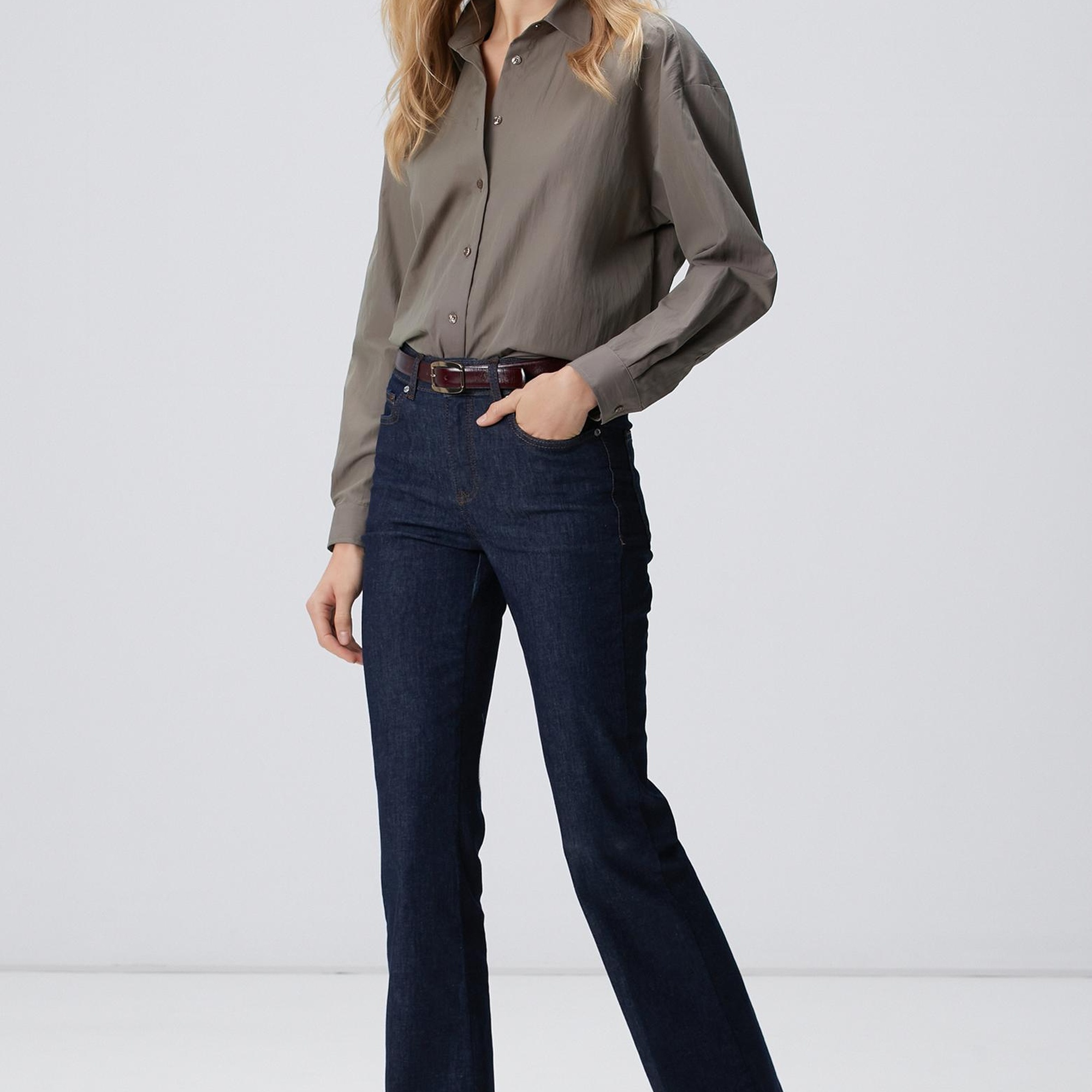 Network Kadın Açık Haki Gömlek