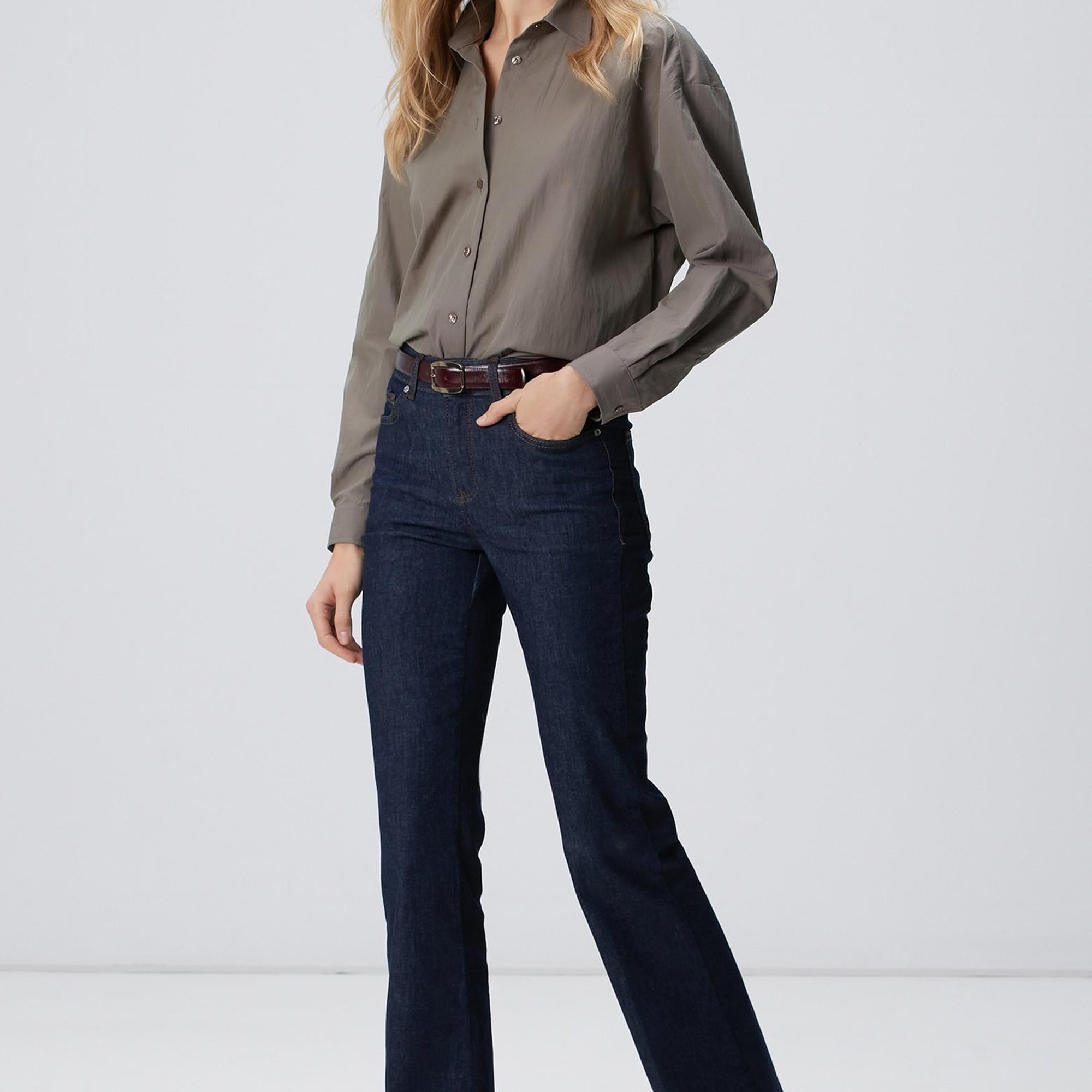 Network Kadın Açık Haki Gömlek