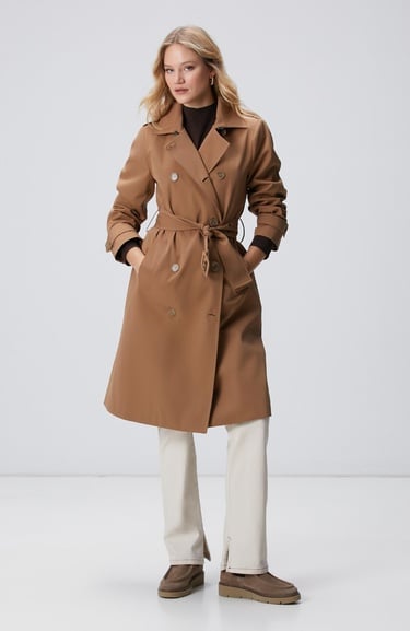  Network Kadın Koyu Bej Pardösü