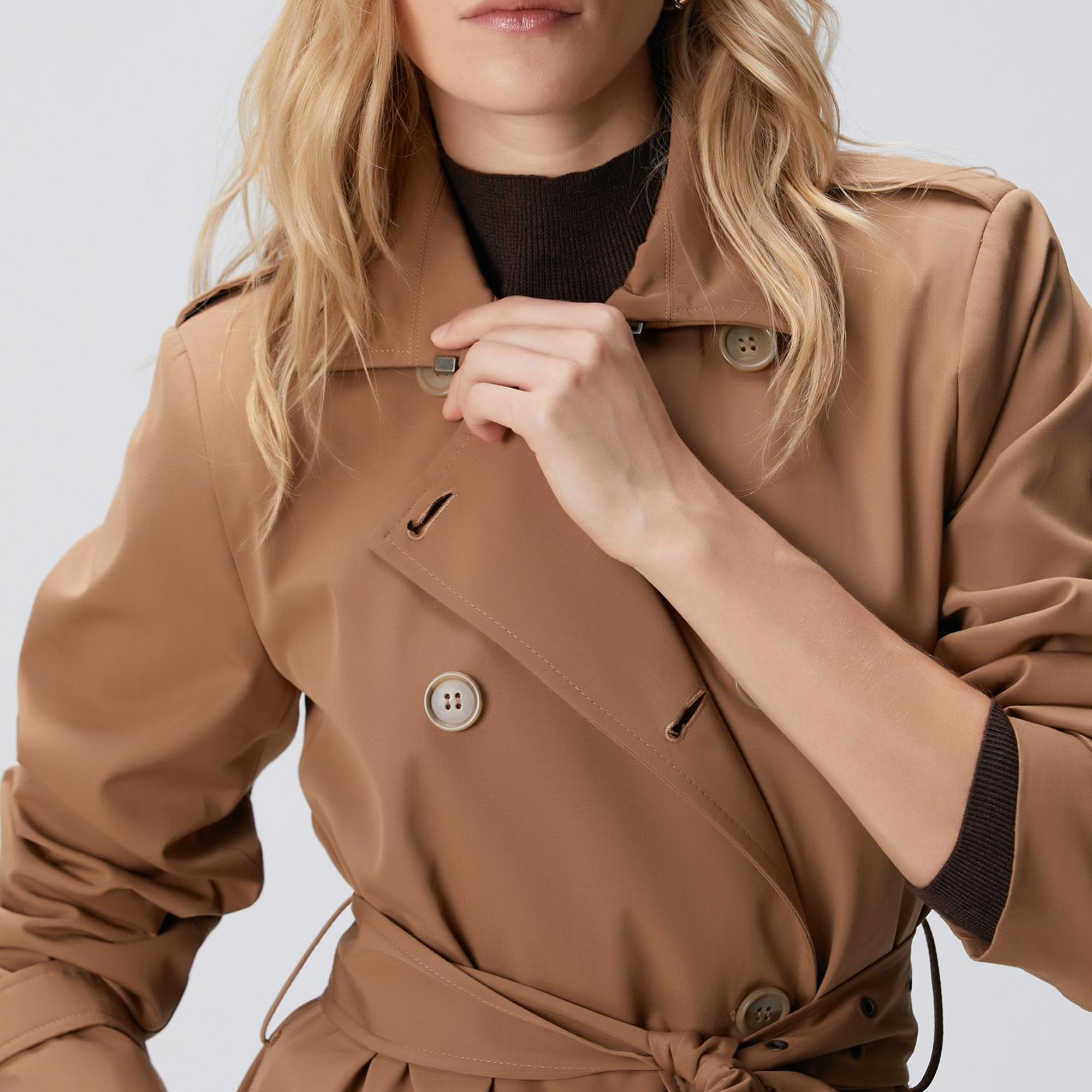 Network Kadın Koyu Bej Pardösü