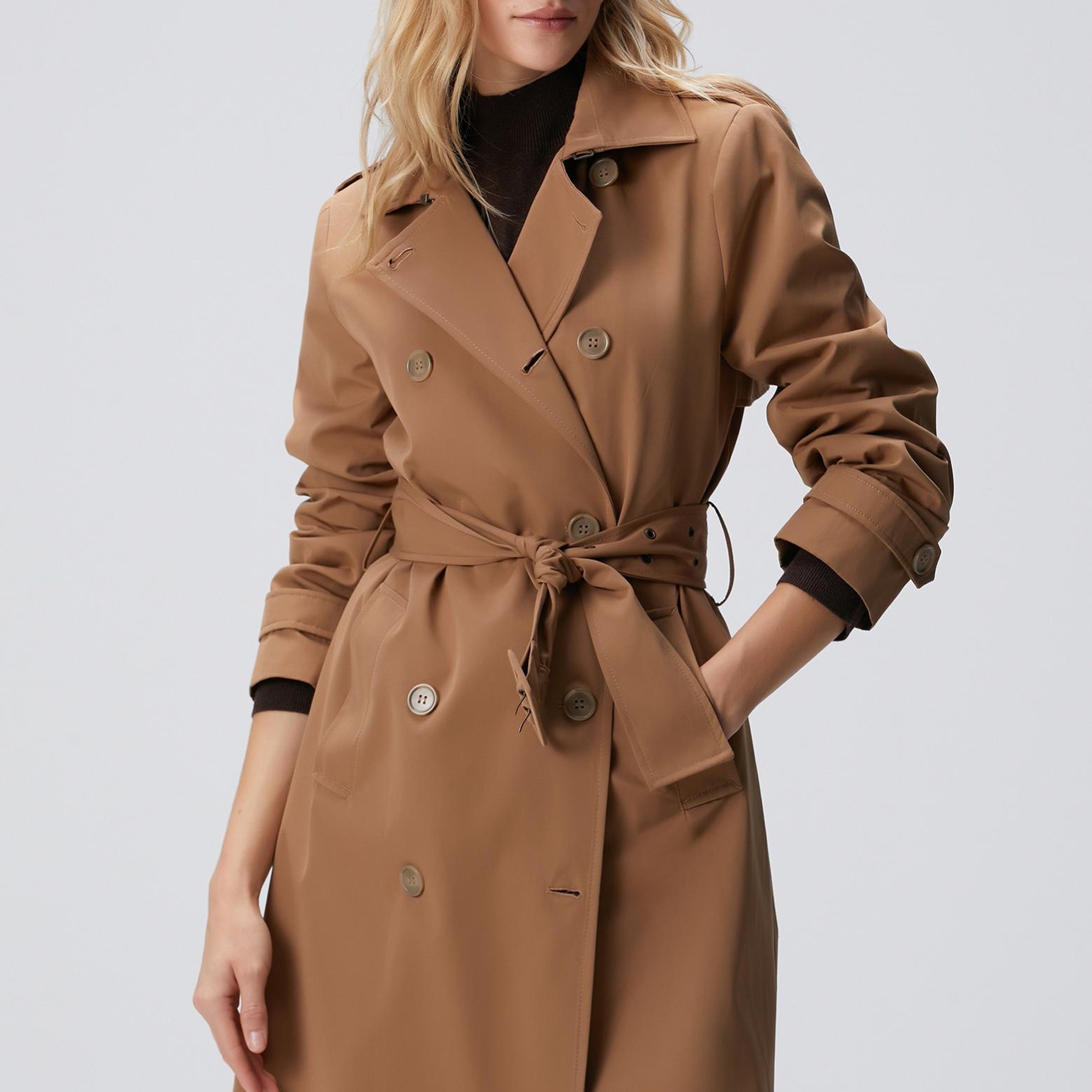 Network Kadın Koyu Bej Pardösü