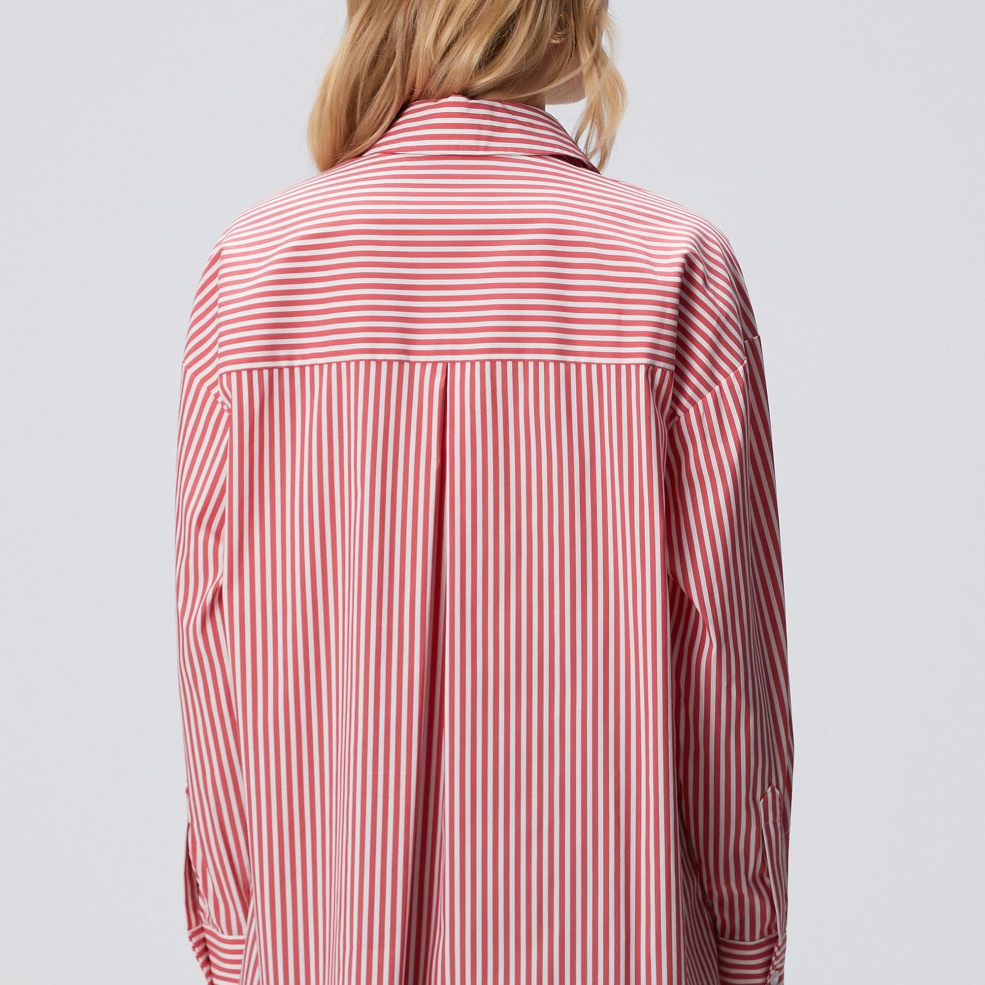 Network Kadın Kırmızı Beyaz Oversize Gömlek