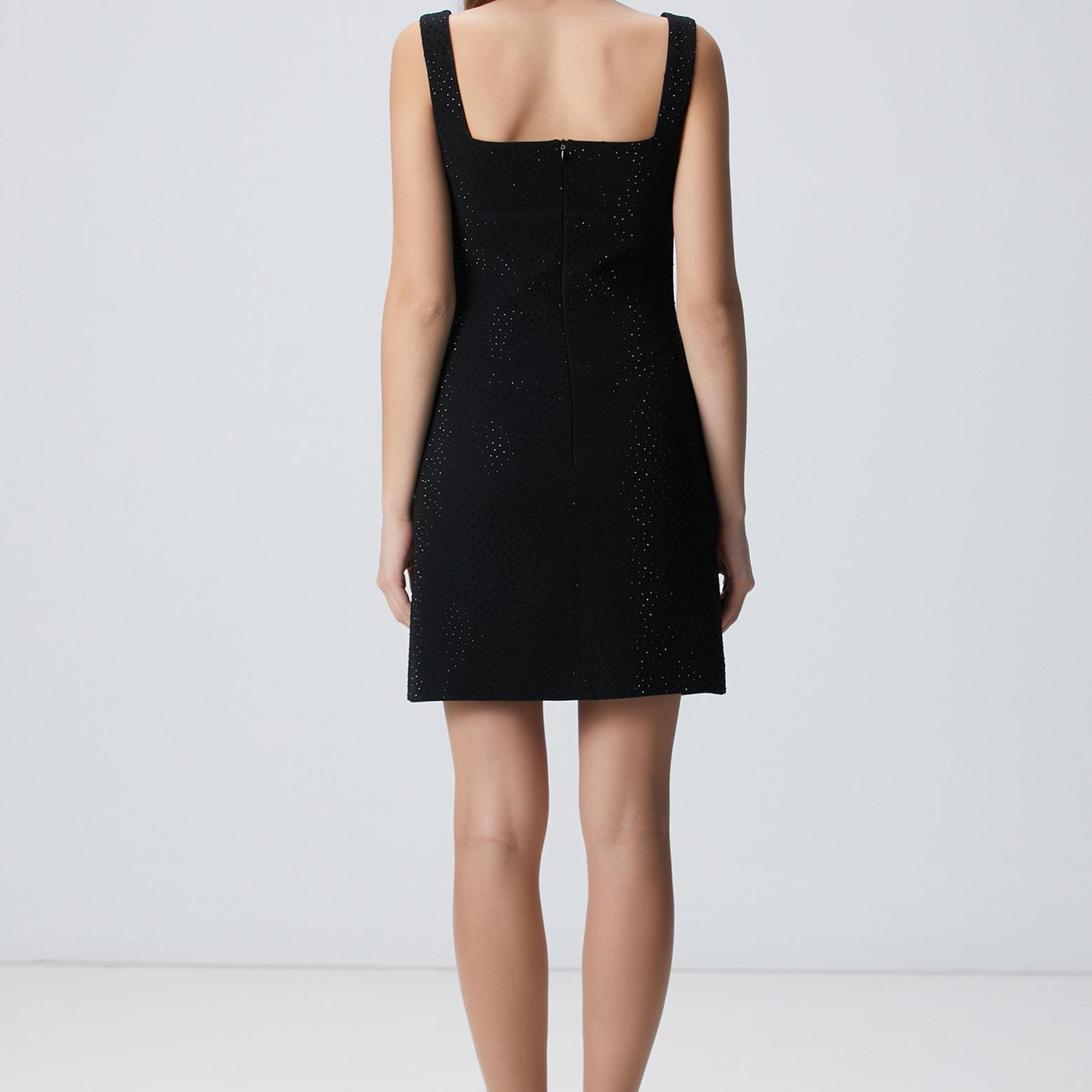 Network Kadın Siyah Taş Baskılı Abiye Elbise