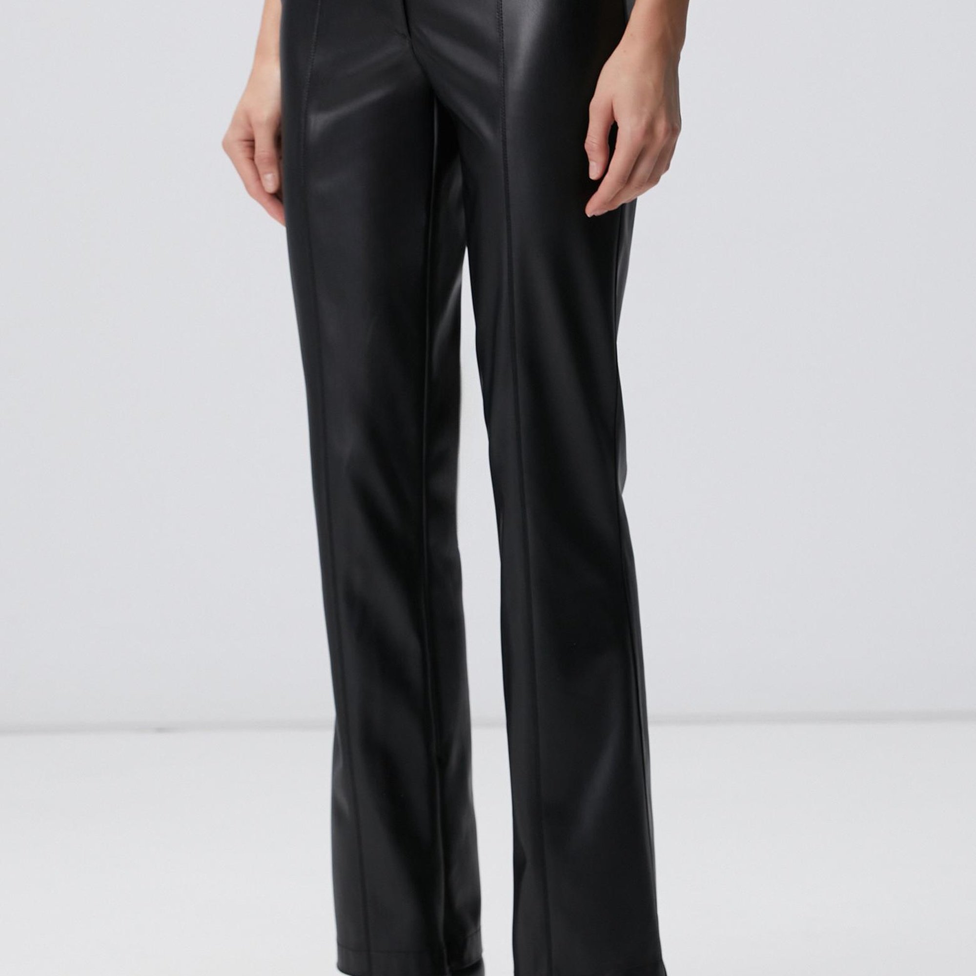 Network Kadın Siyah Vegan Deri Pantolon