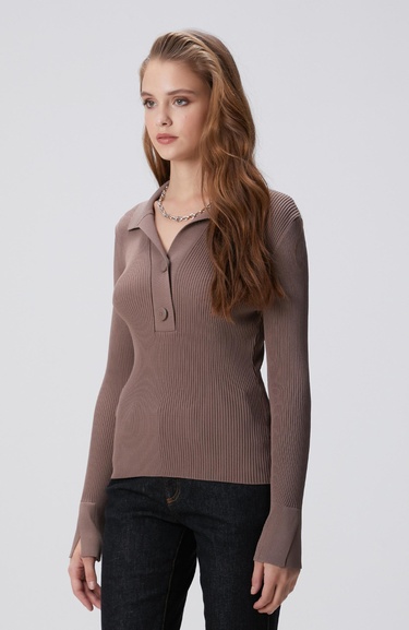  Network Kadın Vizon Düğme Detaylı Triko Kazak