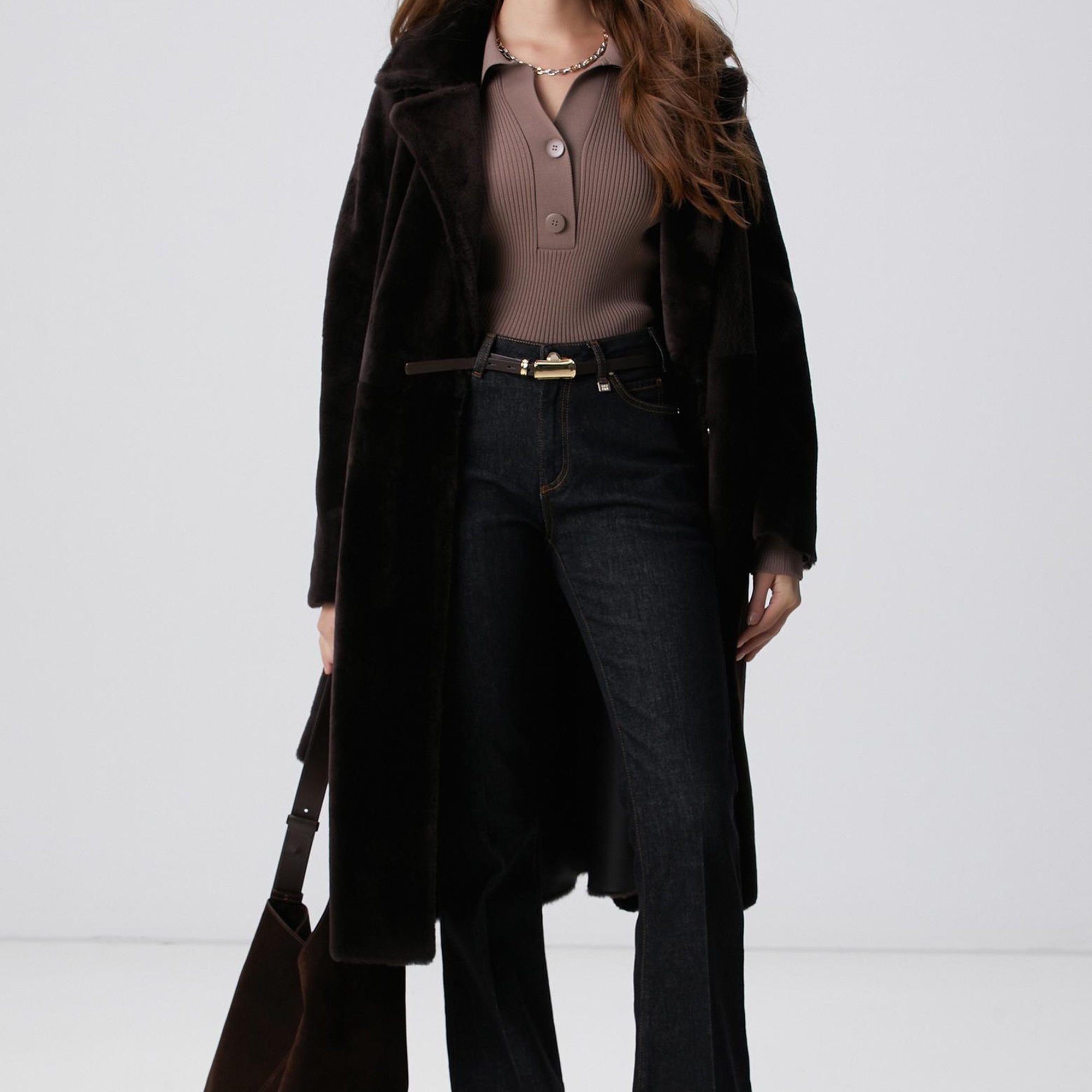 Network Kadın Vizon Düğme Detaylı Triko Kazak