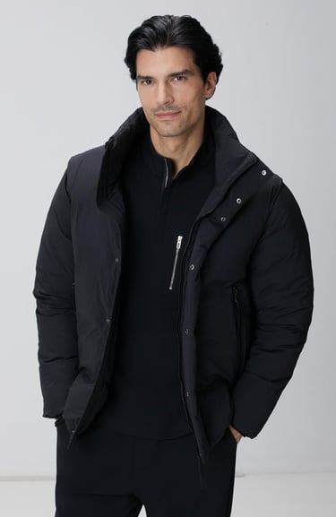  Network Erkek Siyah Yelek Olabilen Puffer Mont