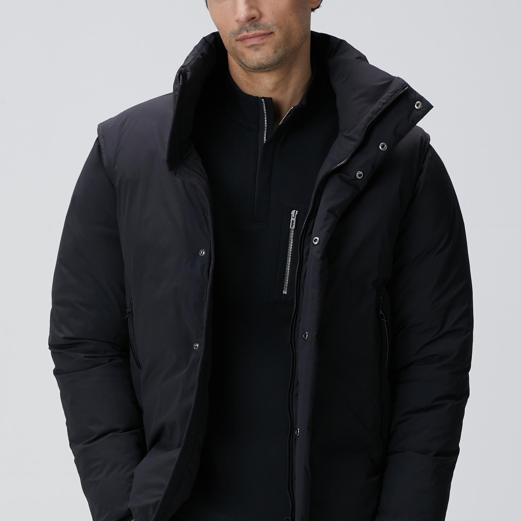 Network Erkek Siyah Yelek Olabilen Puffer Mont