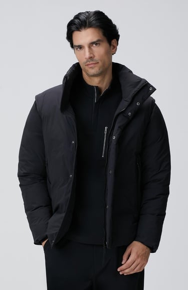  Network Erkek Siyah Yelek Olabilen Puffer Mont