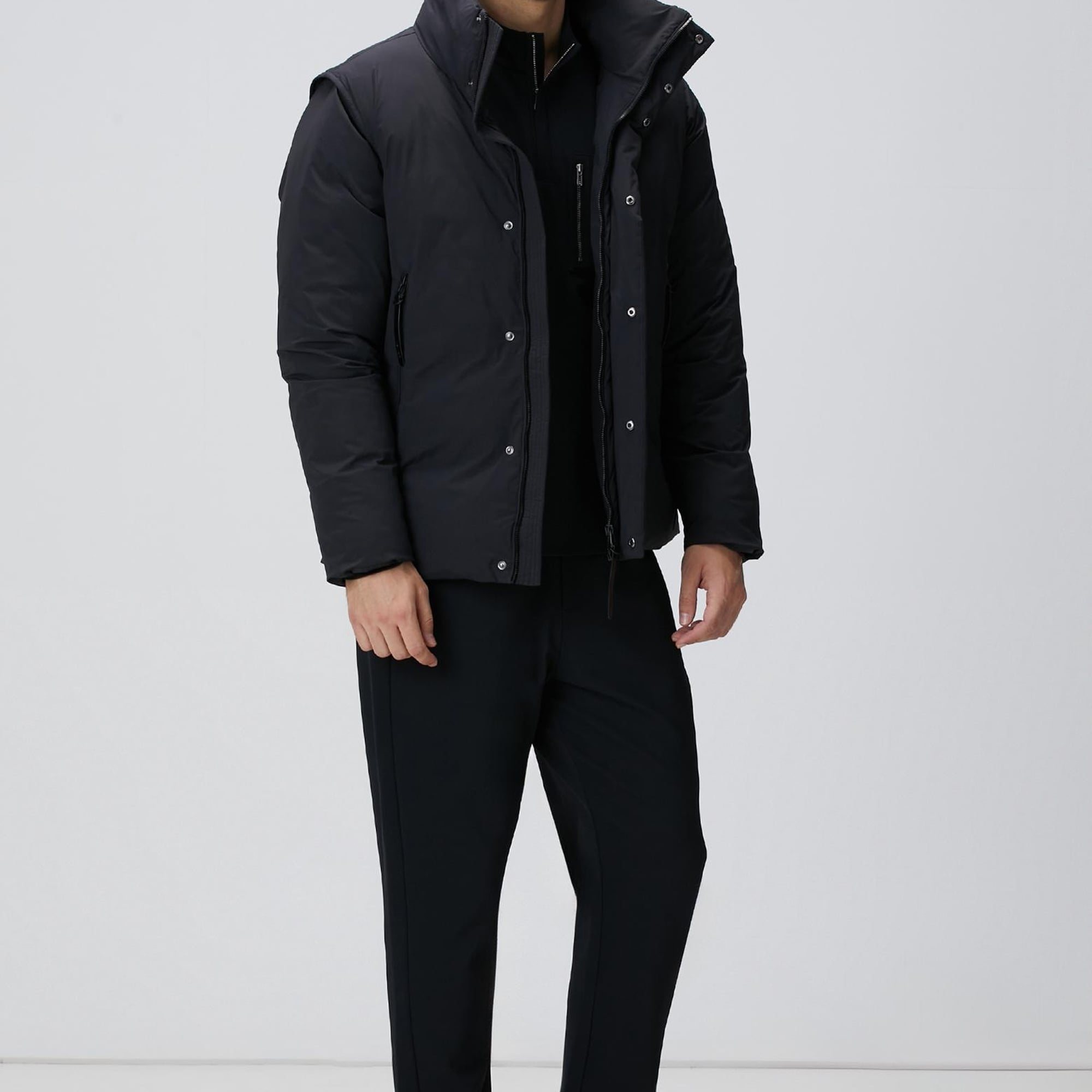 Network Erkek Siyah Yelek Olabilen Puffer Mont