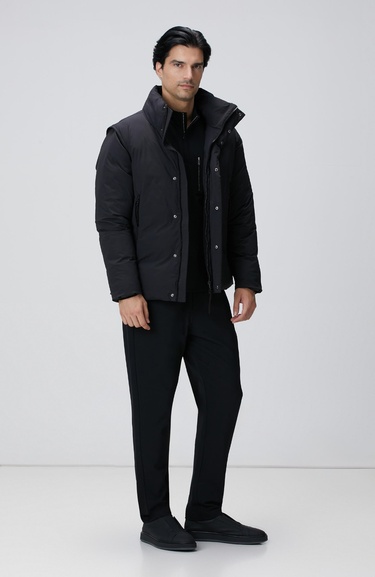 Network Erkek Siyah Yelek Olabilen Puffer Mont