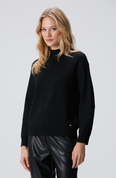  Network Kadın Siyah Dik Yaka Triko Kazak