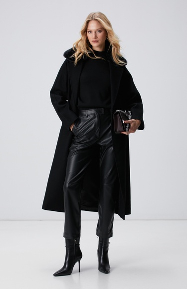  Network Kadın Siyah Dik Yaka Triko Kazak