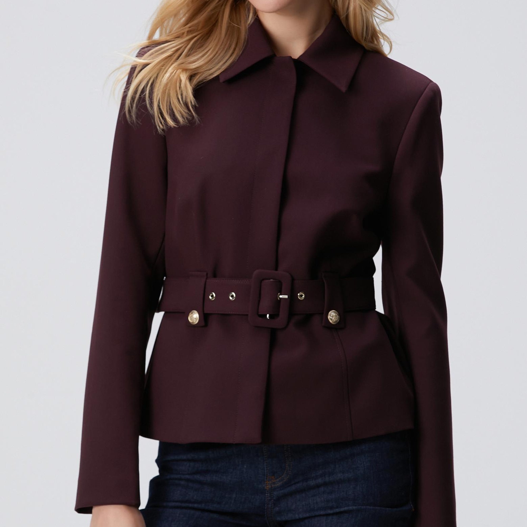 Network Kadın Vişne Kemer Detaylı Ceket