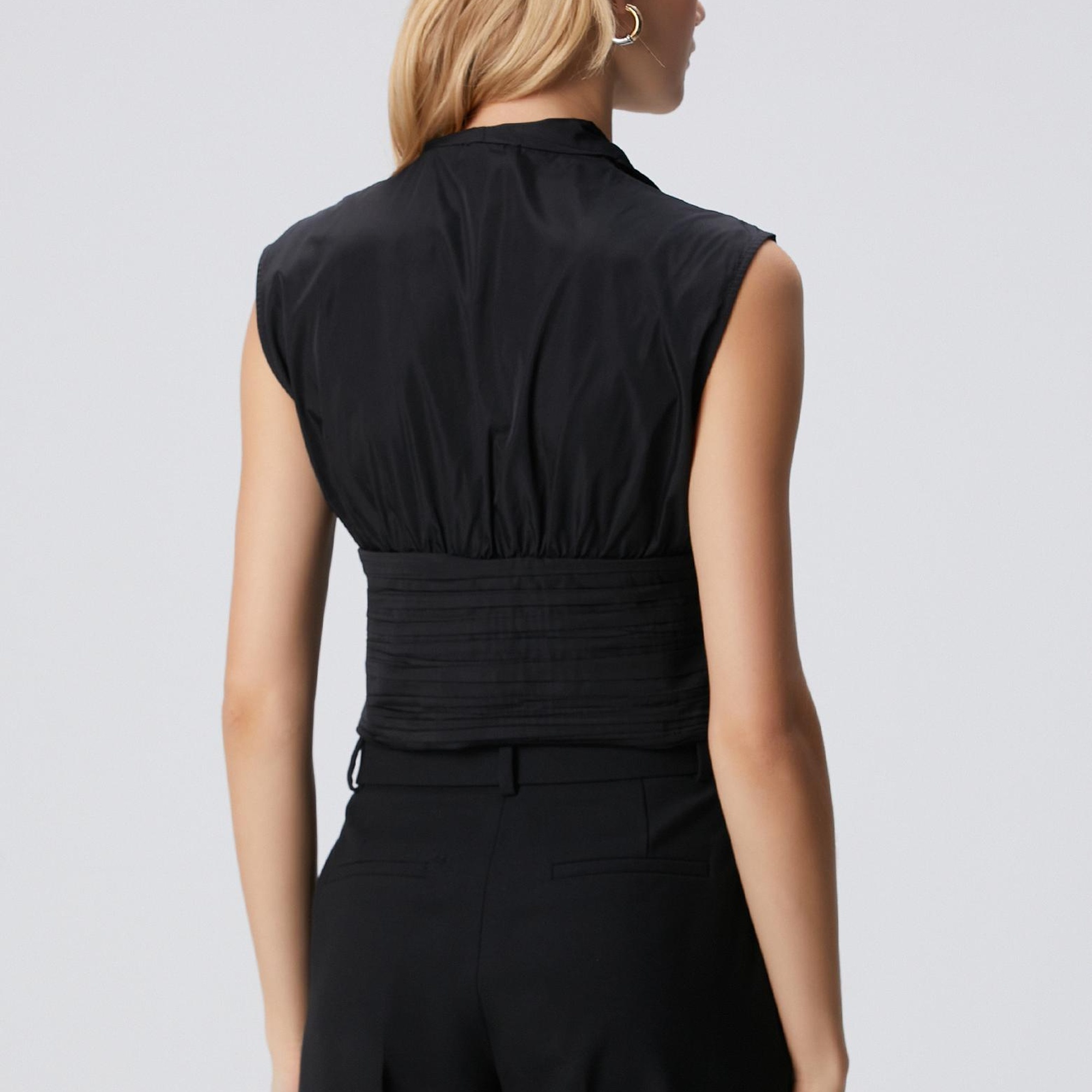 Network Kadın Siyah Tafta Bluz