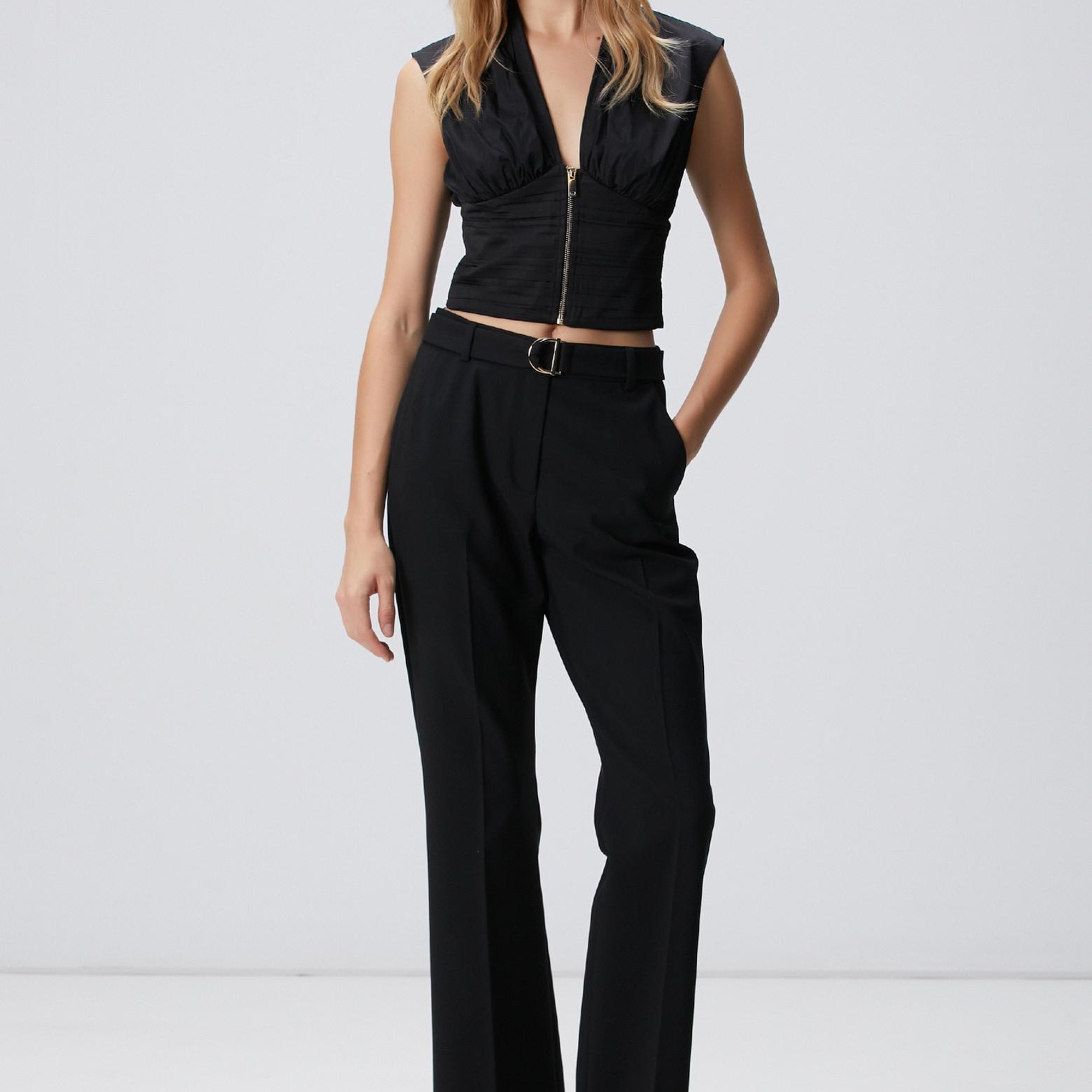 Network Kadın Siyah Tafta Bluz