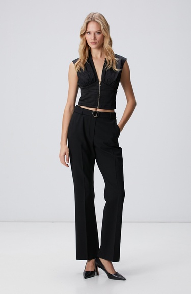  Network Kadın Siyah Tafta Bluz