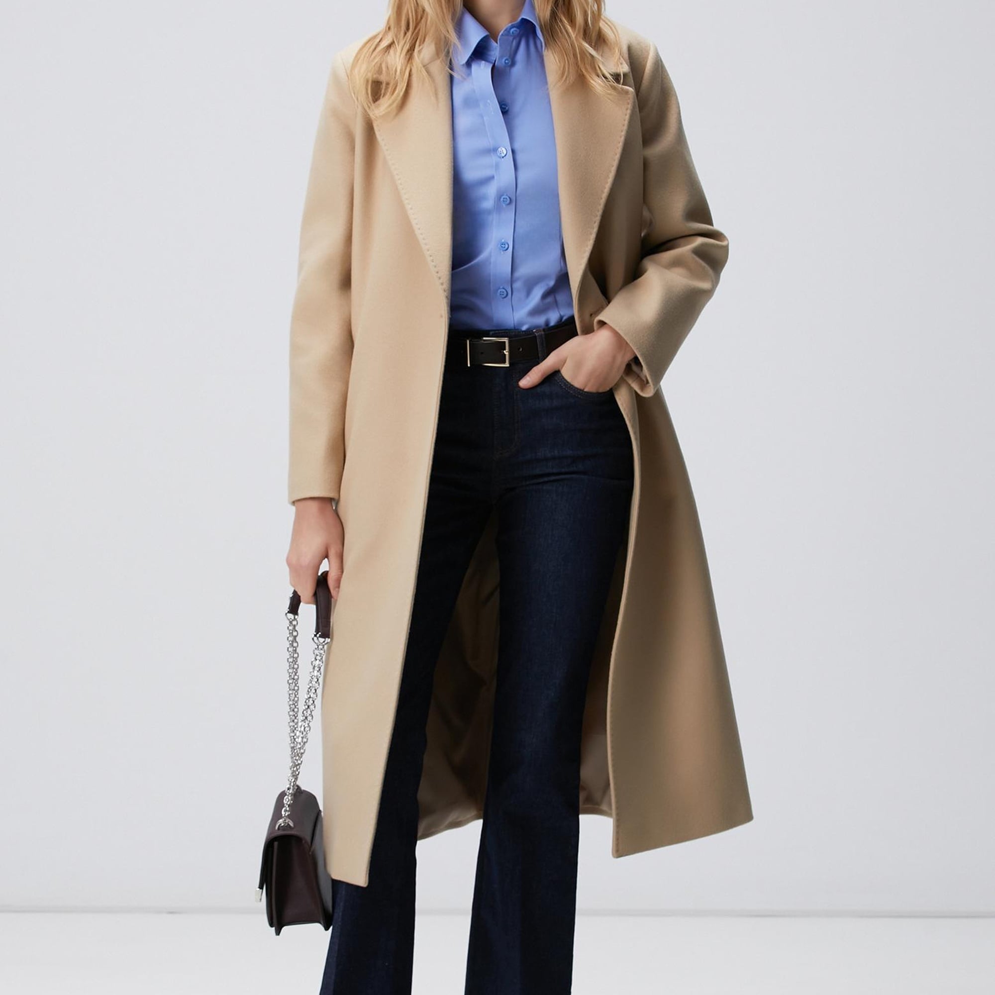 Network Kadın Taş Kaşmir ve Yün Karışımlı Manto